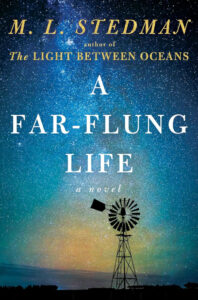 The cover of A Far-Flung Life by M.L. Stedman featuring a satellite against the night sky