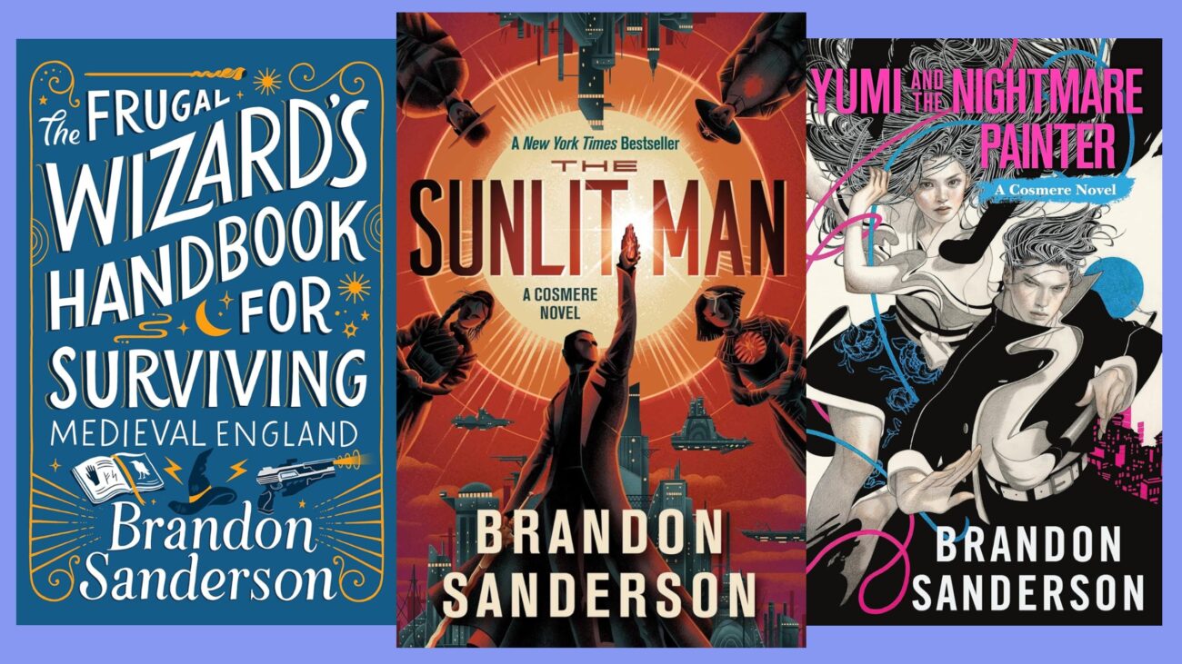 The covers of The Wizard's Handbook for Surviving Medieval England, The Sunlit Man, and Yumi and the Nightmare Painter