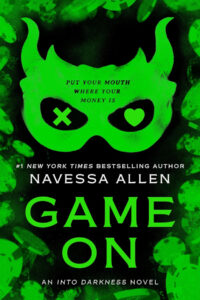 The cover of Game On by Navessa Allen featuring a green mask and black background