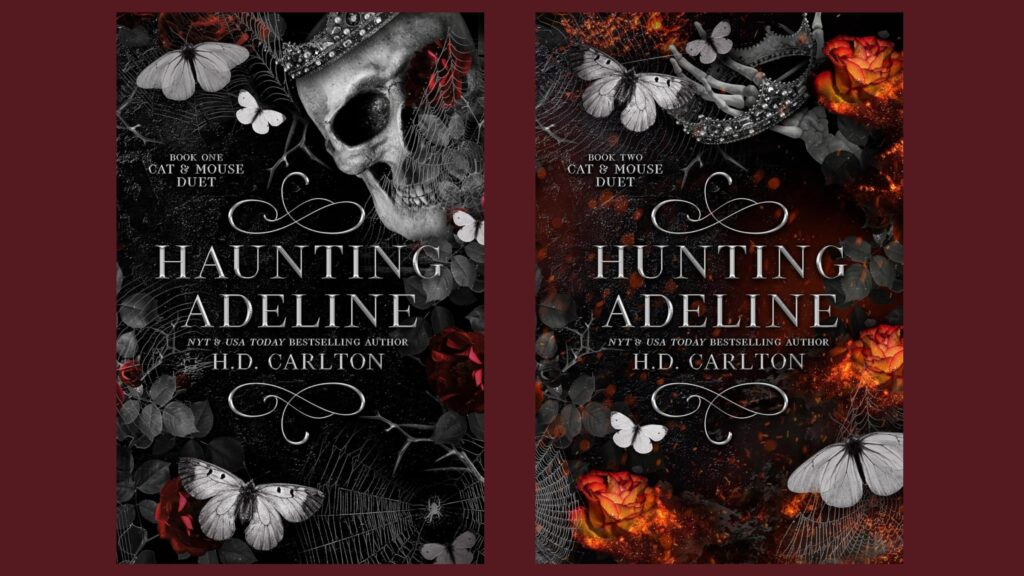 The covers of Haunting Adeline and Hunting Adeline by H.D. Carlton