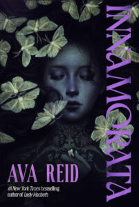 The cover of Innamorata featuring a grey face with her eyes closed and butterflies