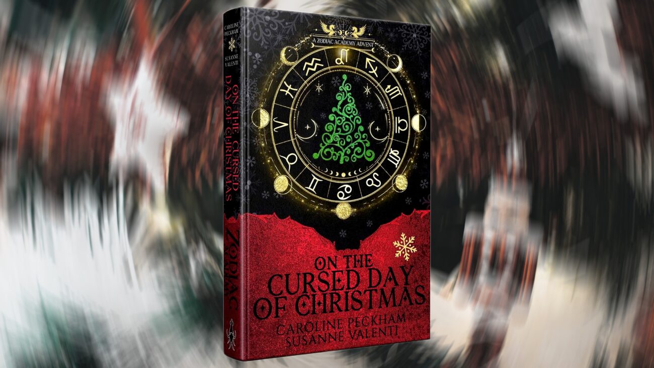 The cover of On the Cursed Day of Christmas against a Christmas background