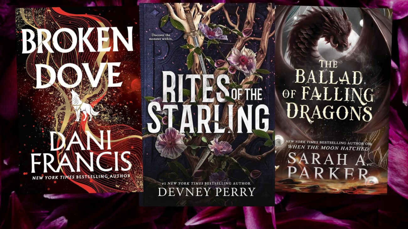The covers of Broken Dove, Rites of the Starling, and The Ballad of Falling Dragons