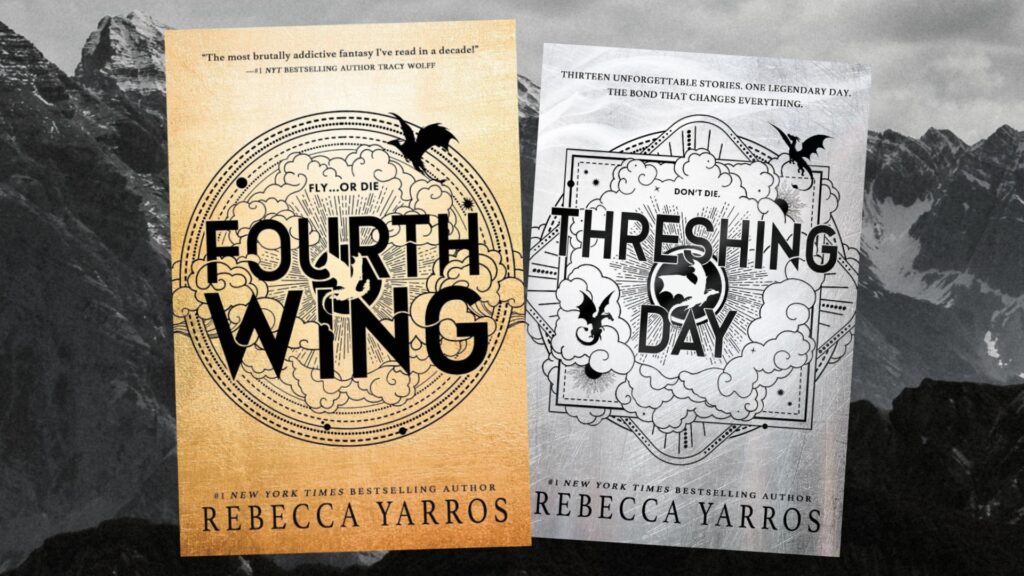 The covers of Fourth Wing and Threshing Day