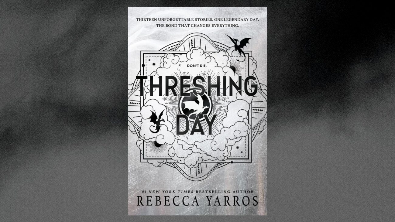 The cover of Threshing Day against a black and gray background