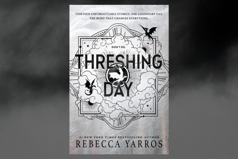 The cover of Threshing Day against a black and gray background